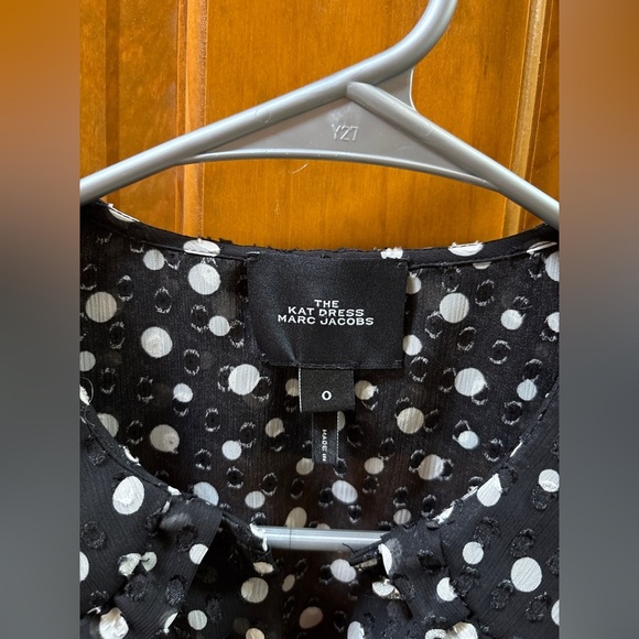 Marc Jacobs The Kat Dress Polka Dot Size 0 Peter Pan Collar Black & White - Picture 6 of 14